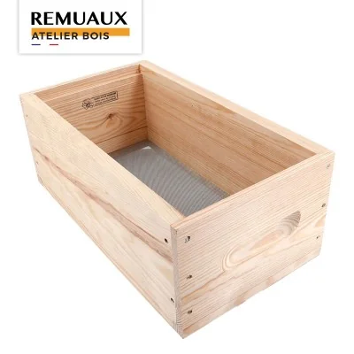 Intérieur de la caisse de récolte à pollen avec fond en grillage inox