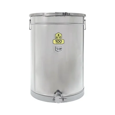 Maturateur inox 100 kg étanche Fritz avec couvercle à cerclage et robinet bas 1½ pouce