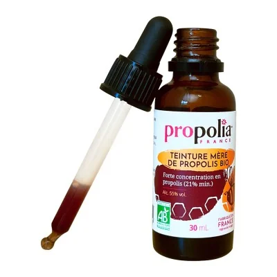 Flacon avec pipette teinture mère de propolis bio - Propolia