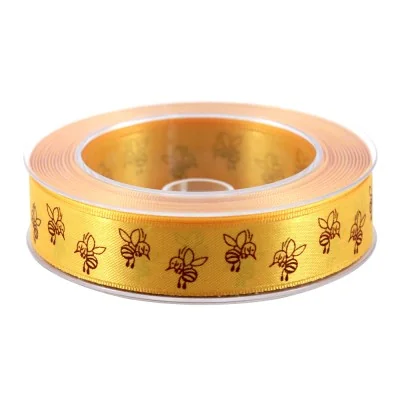 Ruban décoratif abeille jaune 25 m – idéal pour pots de miel et cadeaux