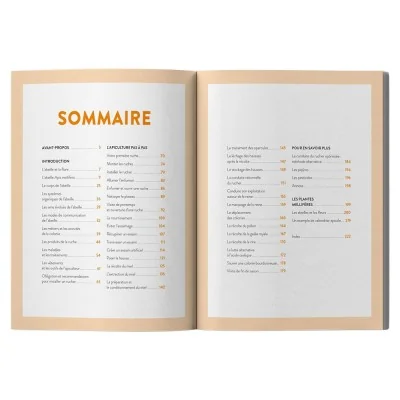 Sommaire du Grand guide visuel Apiculture présentant les techniques apicoles et les plantes mellifères