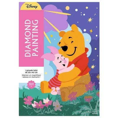 Face avant du Kit diamond painting Winnie l’ourson Disney, atelier créatif avec Winnie et Porcinet
