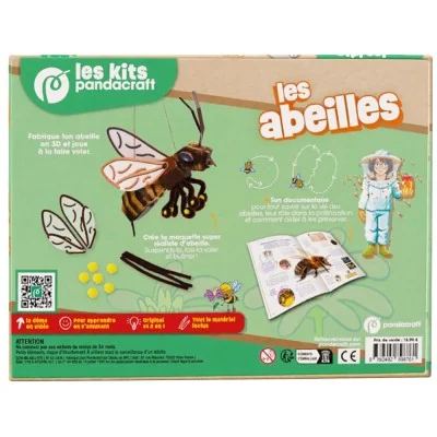 Dos de la boîte du Kit Pandacraft Les abeilles avec contenu créatif et documentaire sur la pollinisation