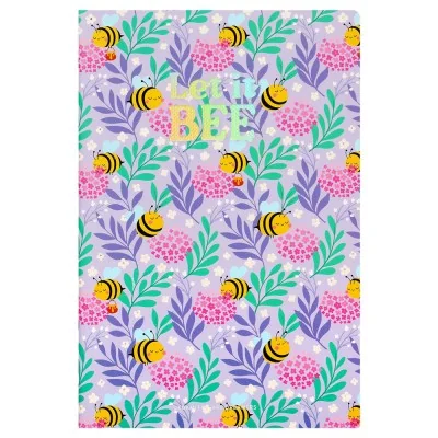 Couverture du cahier ligné A5 abeille Legami avec motif abeilles fleuri