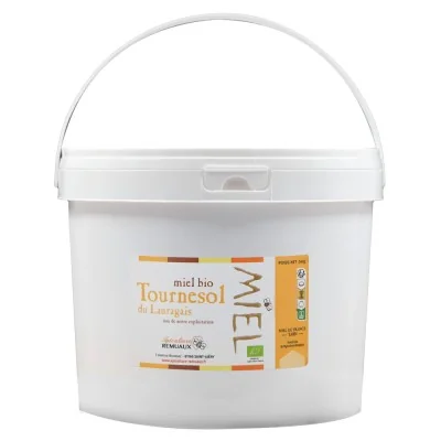 Miel de tournesol bio Lauragais – seau 5 kg miel doux et crémeux