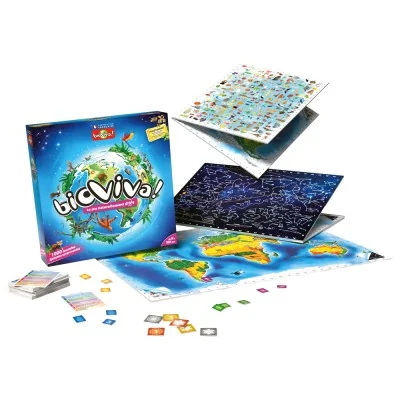 Matériel de Bioviva le Jeu anniversaire 30 ans avec cartes, jetons et plateau 3 en 1 sur la nature
