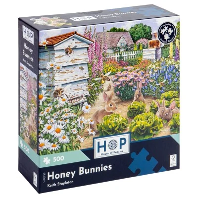 Boîte du puzzle Honey Bunnies Lapins et Abeilles 500 pièces de House of Puzzles