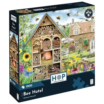 Boîte du puzzle Bee Hotel 1000 pièces de House of Puzzles, illustré par Richard Macneil