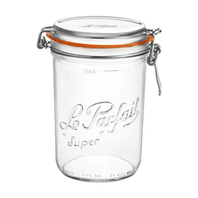Grande terrine Le Parfait Super 1 kg Ø100 en verre avec fermeture mécanique inox