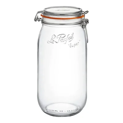 Bocal Le Parfait Super 2 litres Ø85 avec joint orange pour légumes et conserves maison