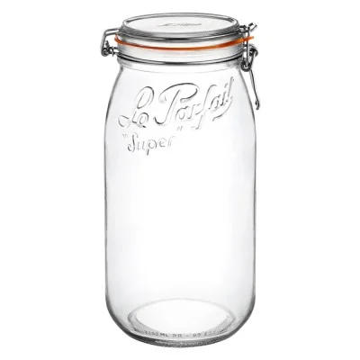 Très grand bocal Le Parfait Super 3 litres Ø100 avec fermeture inox et joint orange