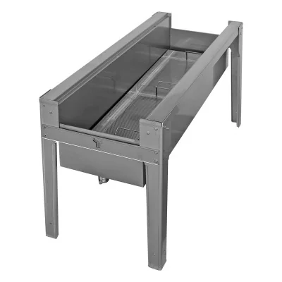 Support inox Lega avec bac de récupération 150 cm et deux paniers à opercules amovibles
