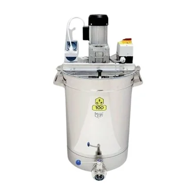 Mélangeur à miel Fritz 100 kg en inox avec moteur et robinet DN40