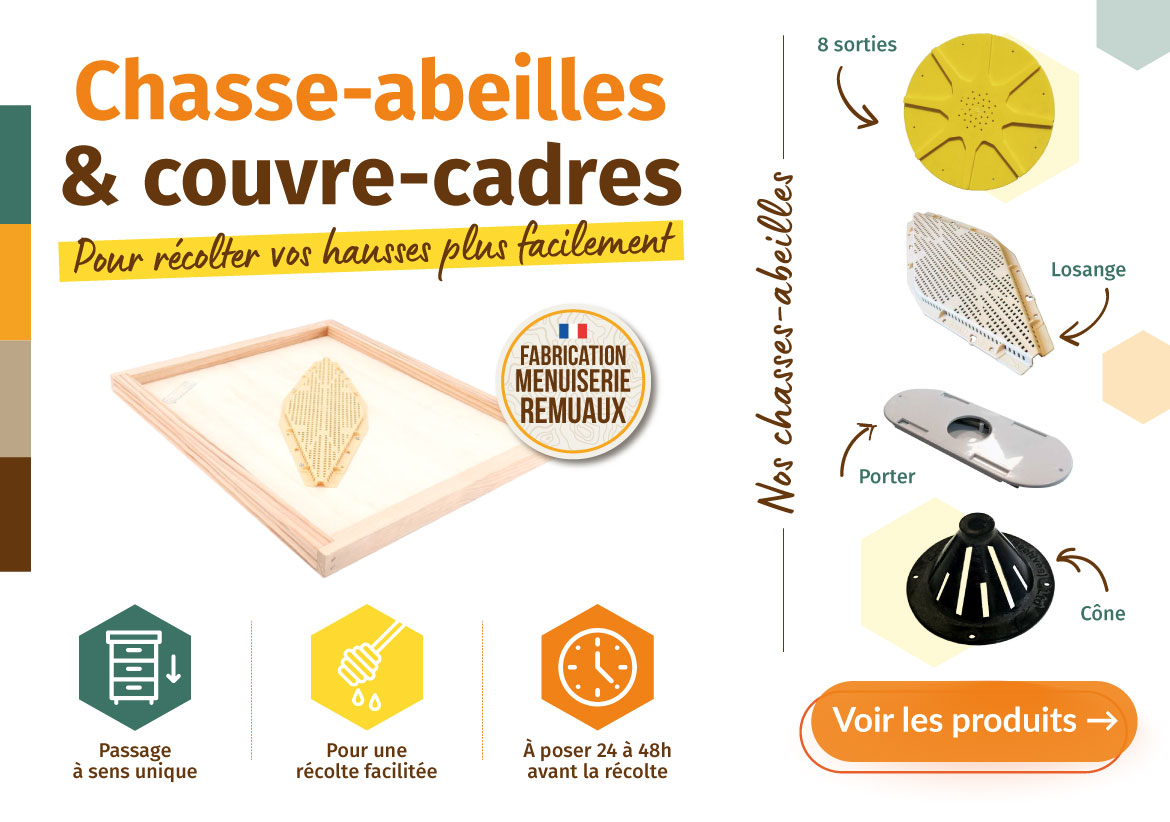 Equipez-vous avec nos chasses-abeilles pour faciliter vos récoltes de hausses plus facilement