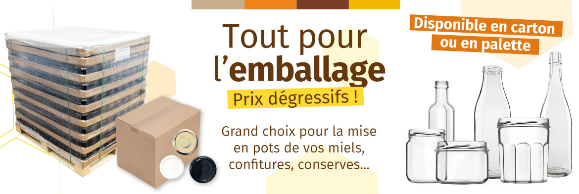 Pots verre & capsules : grand choix d'emballage pour la mise en pots de vos miels, confitures, conserves...