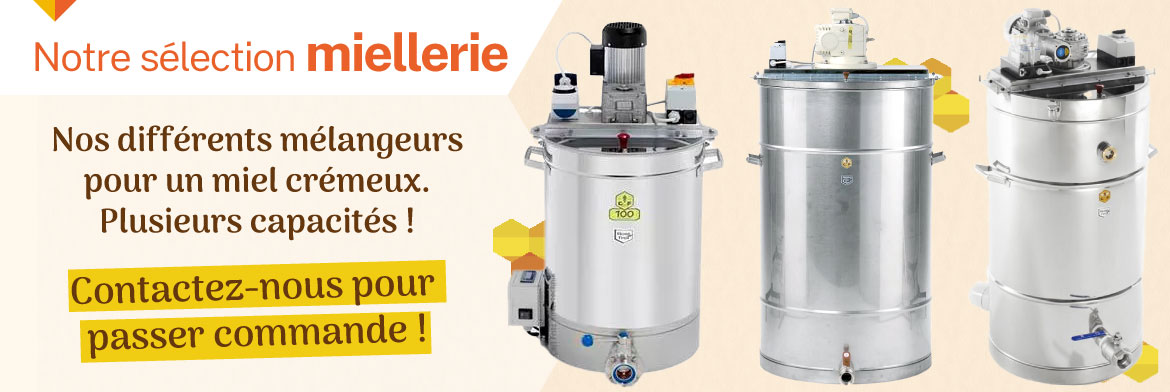 Notre sélection miellerie : les mélangeurs à miel Fritz pour un miel crémeux. Plusieurs capacités disponibles, contactez-nous pour passer commande !