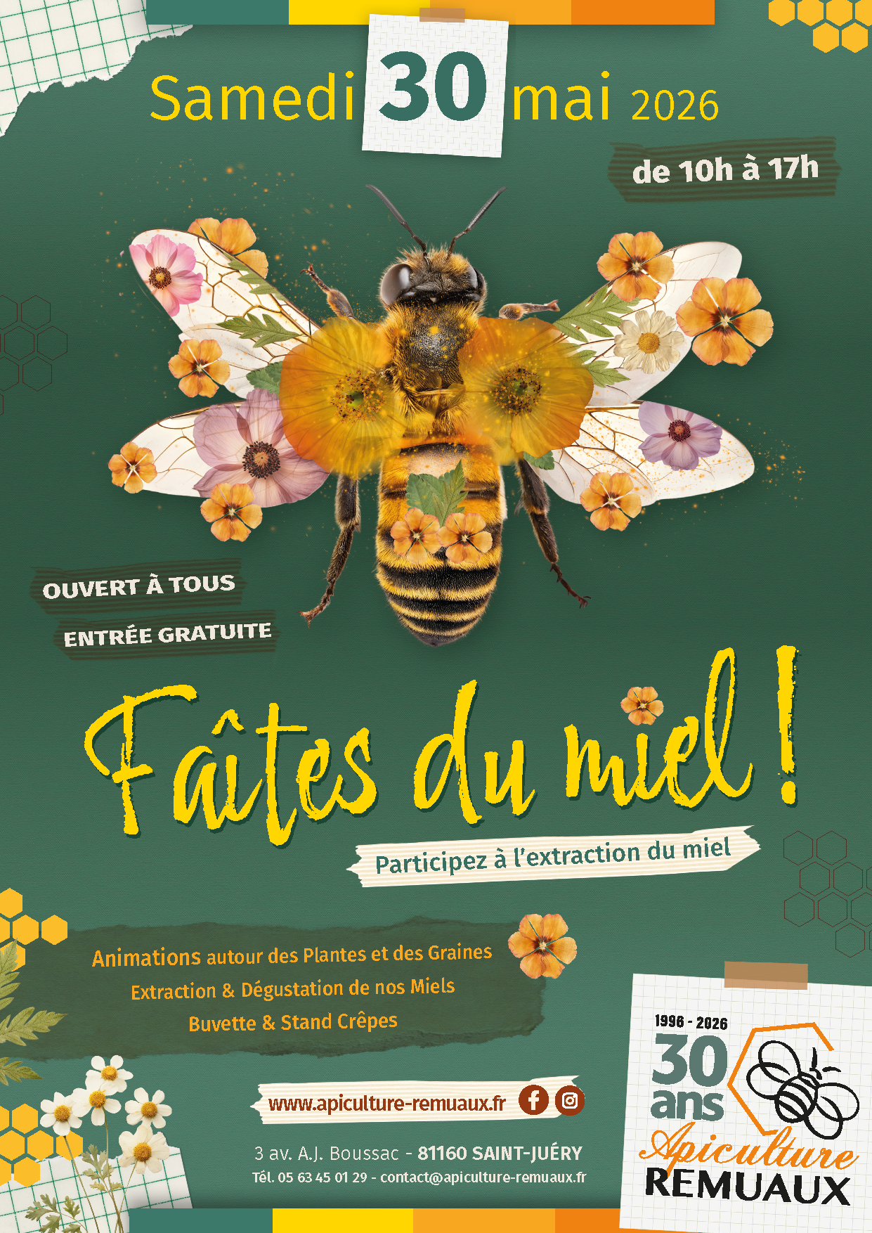 Affiche Faites du Miel 2026 - Apiculture Remuaux