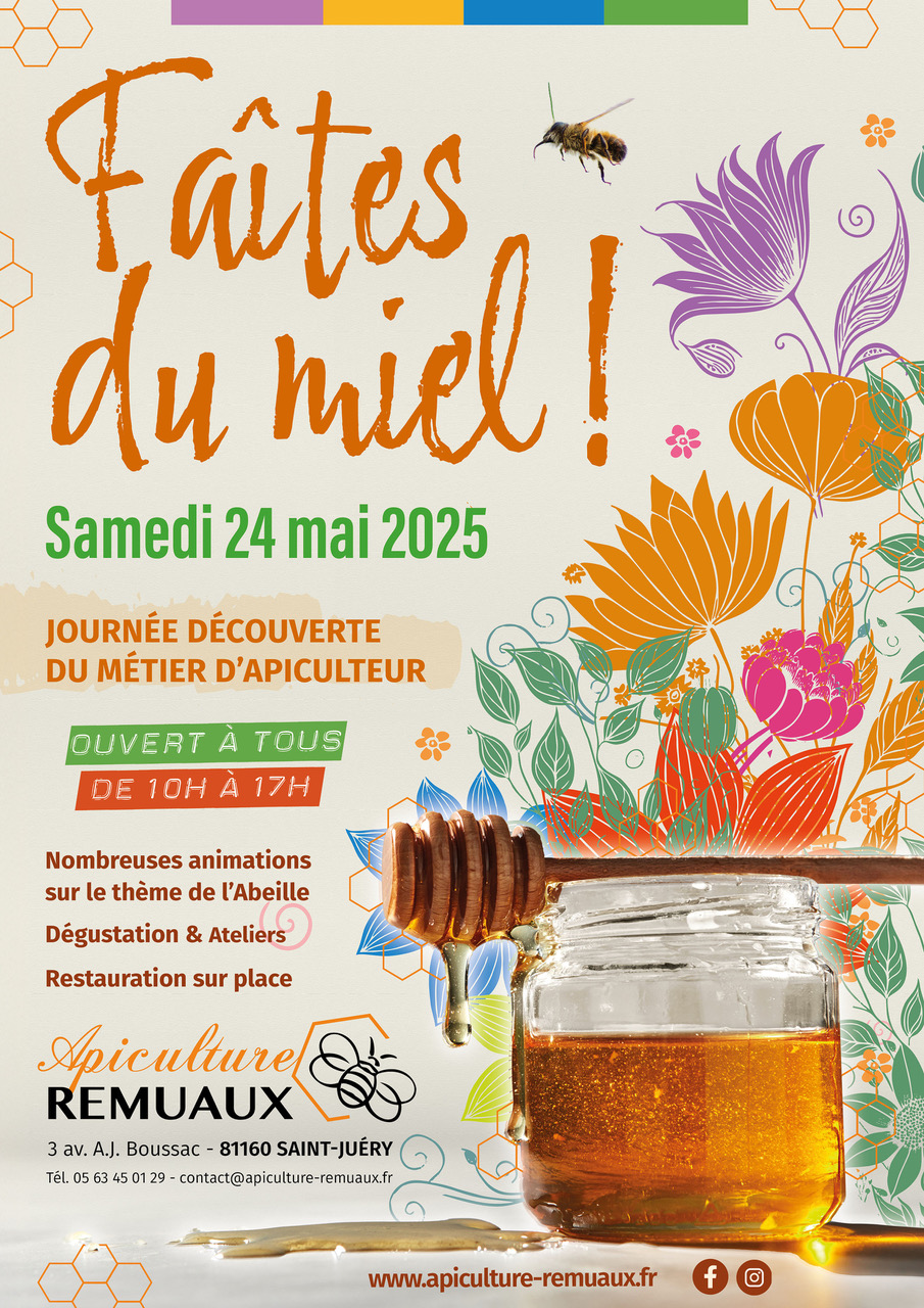 Affiche "Faites du Miel 2025" - Apiculture Remuaux