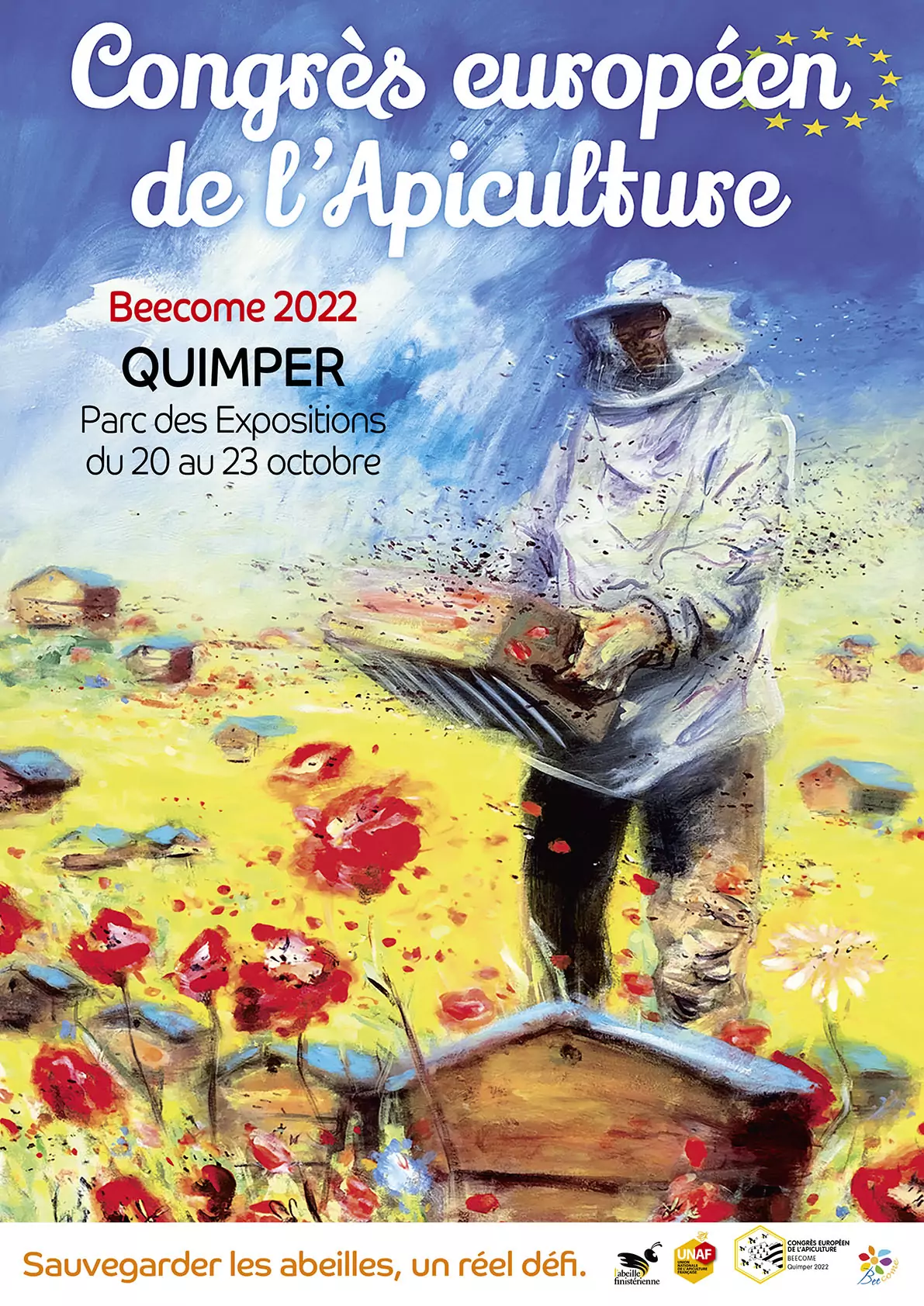 Affiche Beecome 2022 - Congrès européen de l'Apiculture du 20 au 23 octobre à Quimper