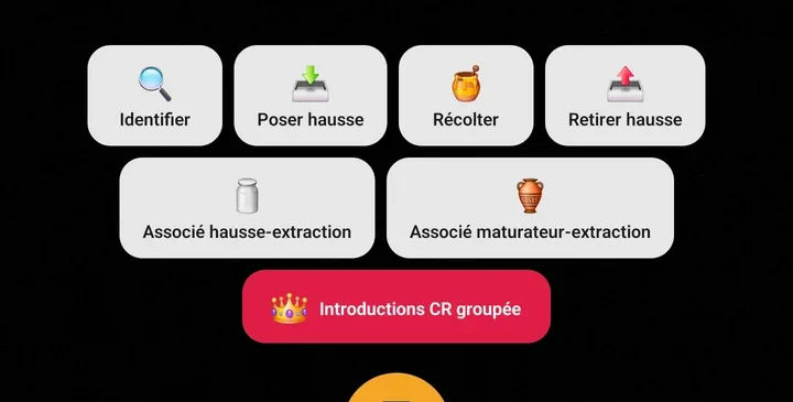 Actions du scanner Api’Track : identifier, poser une hausse, récolter, retirer et associer à une extraction
