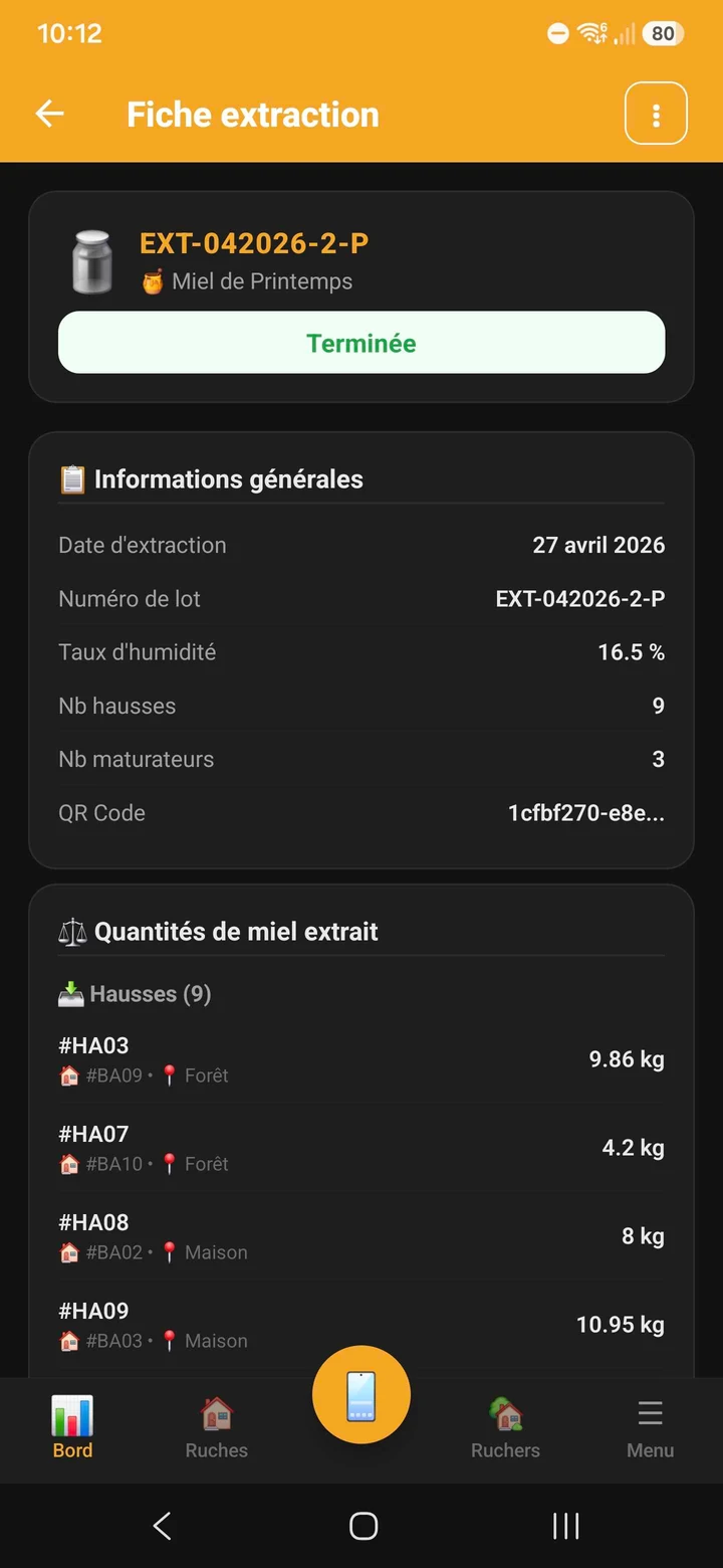 Fiche d’extraction du miel dans Api’Track