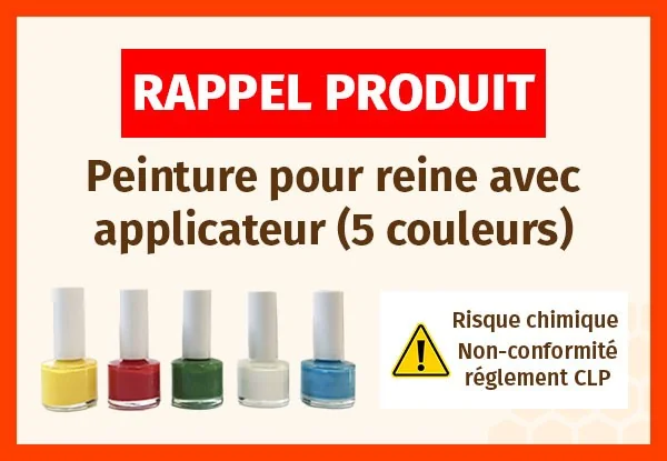 Rappel produit - Peintures de marquage des reines (5 couleurs)